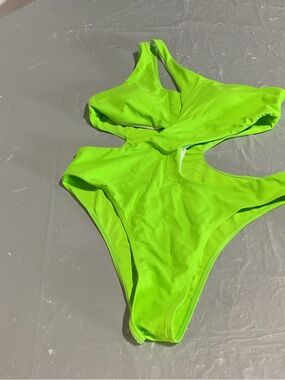 Neon Lime Cutout One-Piece Swimsuit 1013